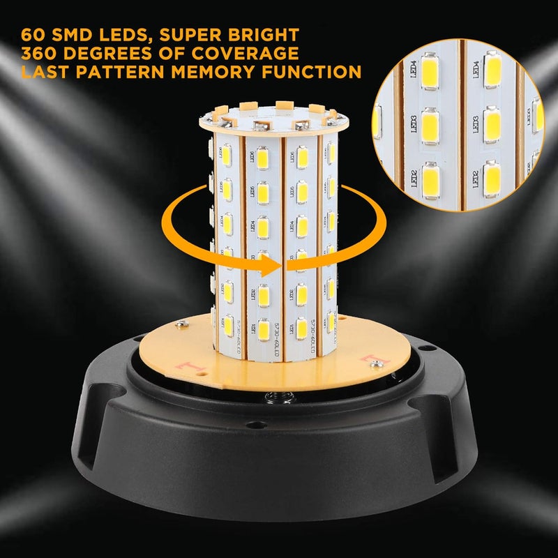 ASPL 2pcs LED Warning Flash Beacon Lights, 60 LED Amber Warning Safety Flashing Strobe Lights with Magnetic and 16 ft Straight Cord for Vehicle Truck Tractor Golf Carts UTV Car Bus,12V-24V - Image 3